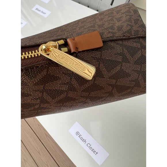 Michael Kors MK Jet Set Medium Logo Dome Satchel Handbag | Purse | Bag - Brown - Picture 12 of 12